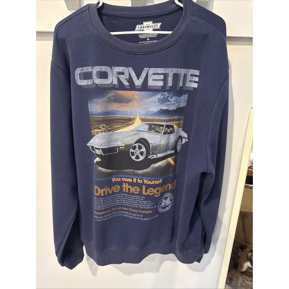 CORVETTE MEN'S DRIVE THE LEGEND GRAPHIC PRINT CREWNECK SWEATSHIRT XL